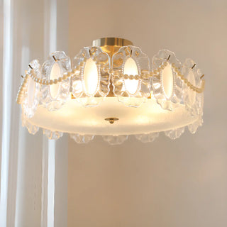 ZOWALA - Gold Glass Slice Drum Semi-Flush Mount Light Image - 5