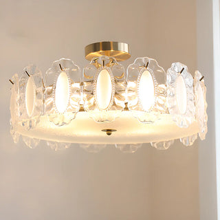 ZOWALA - Gold Glass Slice Drum Semi-Flush Mount Light Image - 6