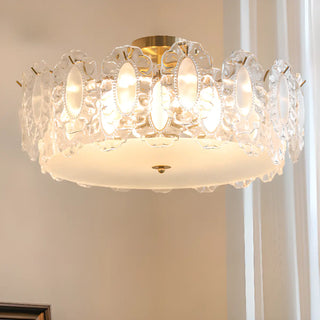 ZOWALA - Gold Glass Slice Drum Semi-Flush Mount Light Image - 7