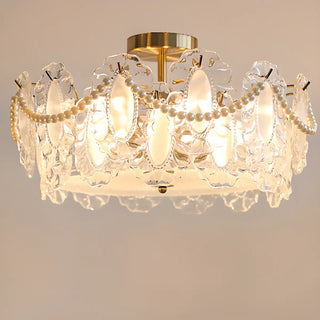 ZOWALA - Gold Glass Slice Drum Semi-Flush Mount Light Image - 8