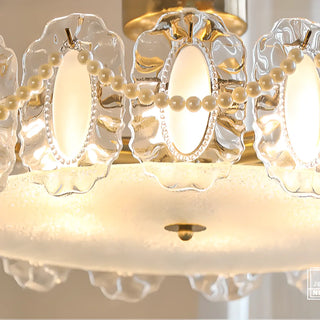 ZOWALA - Gold Glass Slice Drum Semi-Flush Mount Light Image - 9