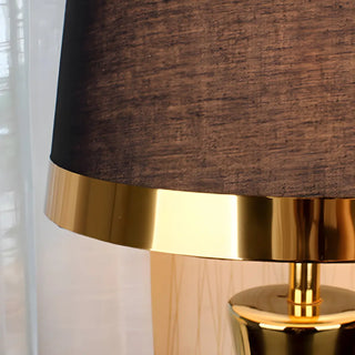 Stylish Fabric Barrel Ceramic Base Modern Table Lamp Zawala Image - 11