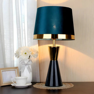 Stylish Fabric Barrel Ceramic Base Modern Table Lamp Zawala Image - 3