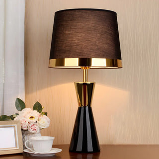 Stylish Fabric Barrel Ceramic Base Modern Table Lamp Zawala Image - 4