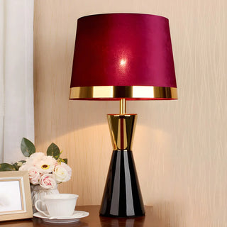 Stylish Fabric Barrel Ceramic Base Modern Table Lamp Zawala Image - 5