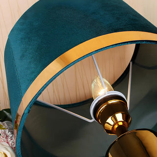 Stylish Fabric Barrel Ceramic Base Modern Table Lamp Zawala Image - 9