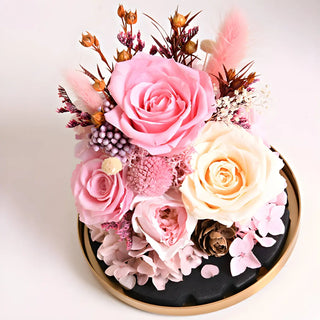 Romantic Glass Dome Gold Table Lamp with Flowers LED Zawala Image - 10