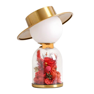 Romantic Glass Dome Gold Table Lamp with Flowers LED Zawala Image - 16