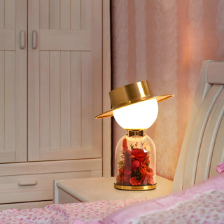 Romantic Glass Dome Gold Table Lamp with Flowers LED Zawala Image - 6