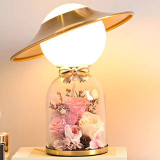 Romantic Glass Dome Gold Table Lamp with Flowers LED Zawala Image - 8