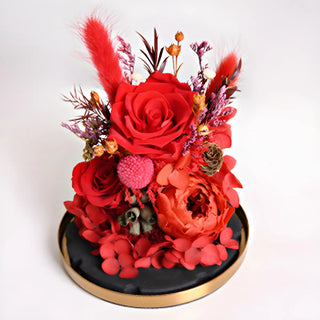 Romantic Glass Dome Gold Table Lamp with Flowers LED Zawala Image - 9