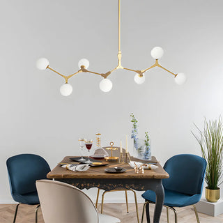 ZOWALA - Minimalist Branch Nordic Opal Glass Globe Gold Chandelier Image - 1