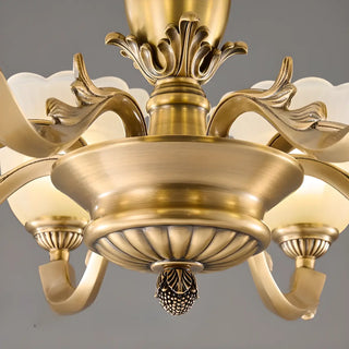 ZOWALA - Flower White Glass Gold Large Up Living Room Chandelier Image - 14
