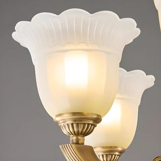 ZOWALA - Flower White Glass Gold Large Up Living Room Chandelier Image - 16