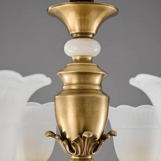 ZOWALA - Flower White Glass Gold Large Up Living Room Chandelier Image - 17
