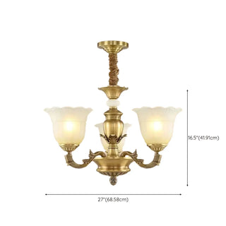ZOWALA - Flower White Glass Gold Large Up Living Room Chandelier #size