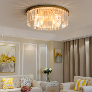 ZOWALA - 2-layer Gold Crystal Strip Flush Mount Light Image - 1