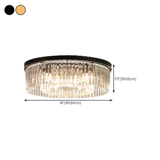 ZOWALA - 2-layer Gold Crystal Strip Flush Mount Light Image - 15