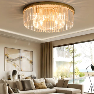 ZOWALA - 2-layer Gold Crystal Strip Flush Mount Light Image - 2