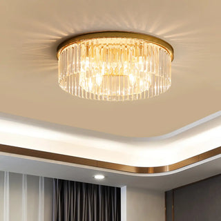 ZOWALA - 2-layer Gold Crystal Strip Flush Mount Light Image - 3