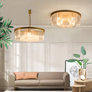 ZOWALA - 2-layer Gold Crystal Strip Flush Mount Light Image - 4
