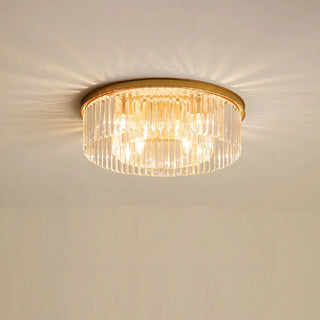 ZOWALA - 2-layer Gold Crystal Strip Flush Mount Light Image - 6