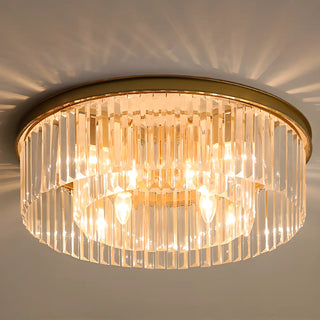 ZOWALA - 2-layer Gold Crystal Strip Flush Mount Light Image - 7