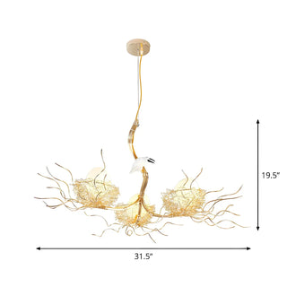 ZOWALA - Bird Nest Egg Dining Room 3-Light Metal Large Chandelier Image - 10
