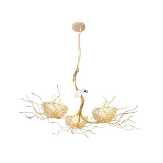 ZOWALA - Bird Nest Egg Dining Room 3-Light Metal Large Chandelier Image - 4