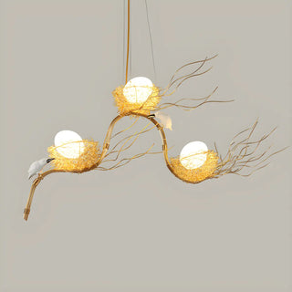ZOWALA - Bird Nest Egg Dining Room 3-Light Metal Large Chandelier Image - 6