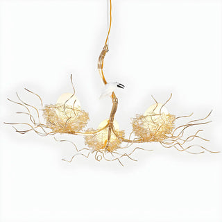 ZOWALA - Bird Nest Egg Dining Room 3-Light Metal Large Chandelier Image - 7