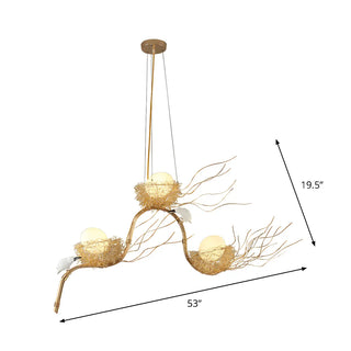 ZOWALA - Bird Nest Egg Dining Room 3-Light Metal Large Chandelier #size