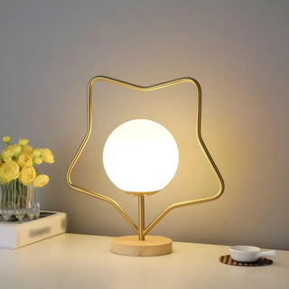 Contemporary Gold Star Frame Globe Glass Table Lamp Zawala Image - 1