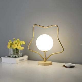 Contemporary Gold Star Frame Globe Glass Table Lamp Zawala Image - 2