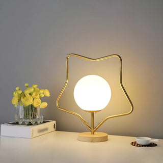 Contemporary Gold Star Frame Globe Glass Table Lamp Zawala Image - 3