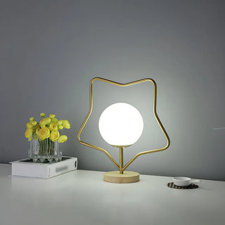 Contemporary Gold Star Frame Globe Glass Table Lamp Zawala Image - 5