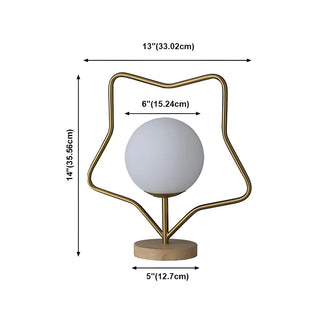 Contemporary Gold Star Frame Globe Glass Table Lamp Zawala #size