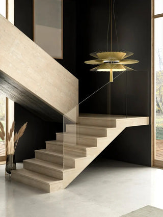 ZOWALA - Gold Metal Tiered 2-Light Geometric Foyer Chandelier Image - 4