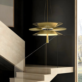 ZOWALA - Gold Metal Tiered 2-Light Geometric Foyer Chandelier Image - 5