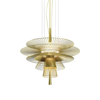 ZOWALA - Gold Metal Tiered 2-Light Geometric Foyer Chandelier Image - 9