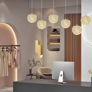 ZOWALA - Contemporary Globe Crystal Gold Bedroom Pendant Light Image - 1