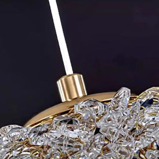 ZOWALA - Contemporary Globe Crystal Gold Bedroom Pendant Light Image - 13