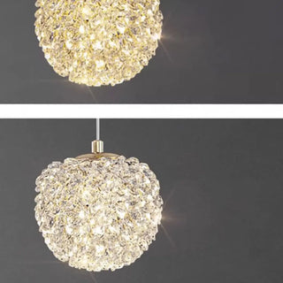 ZOWALA - Contemporary Globe Crystal Gold Bedroom Pendant Light Image - 15
