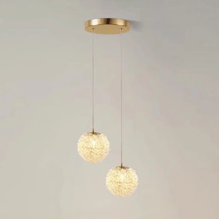 ZOWALA - Contemporary Globe Crystal Gold Bedroom Pendant Light Image - 4