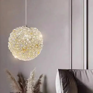 ZOWALA - Contemporary Globe Crystal Gold Bedroom Pendant Light Image - 5