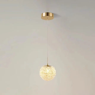 ZOWALA - Contemporary Globe Crystal Gold Bedroom Pendant Light Image - 7