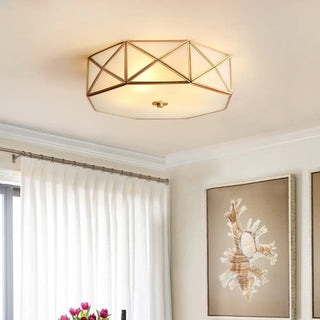 ZOWALA - Bedroom Octagonal Drum Gold Flush Mount Ceiling Light Image - 1
