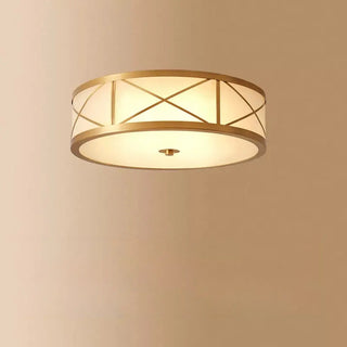 ZOWALA - Bedroom Octagonal Drum Gold Flush Mount Ceiling Light Image - 10
