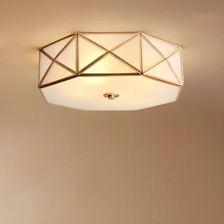 ZOWALA - Bedroom Octagonal Drum Gold Flush Mount Ceiling Light Image - 11