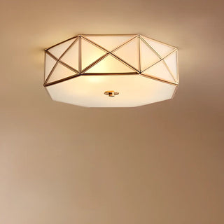 ZOWALA - Bedroom Octagonal Drum Gold Flush Mount Ceiling Light Image - 12